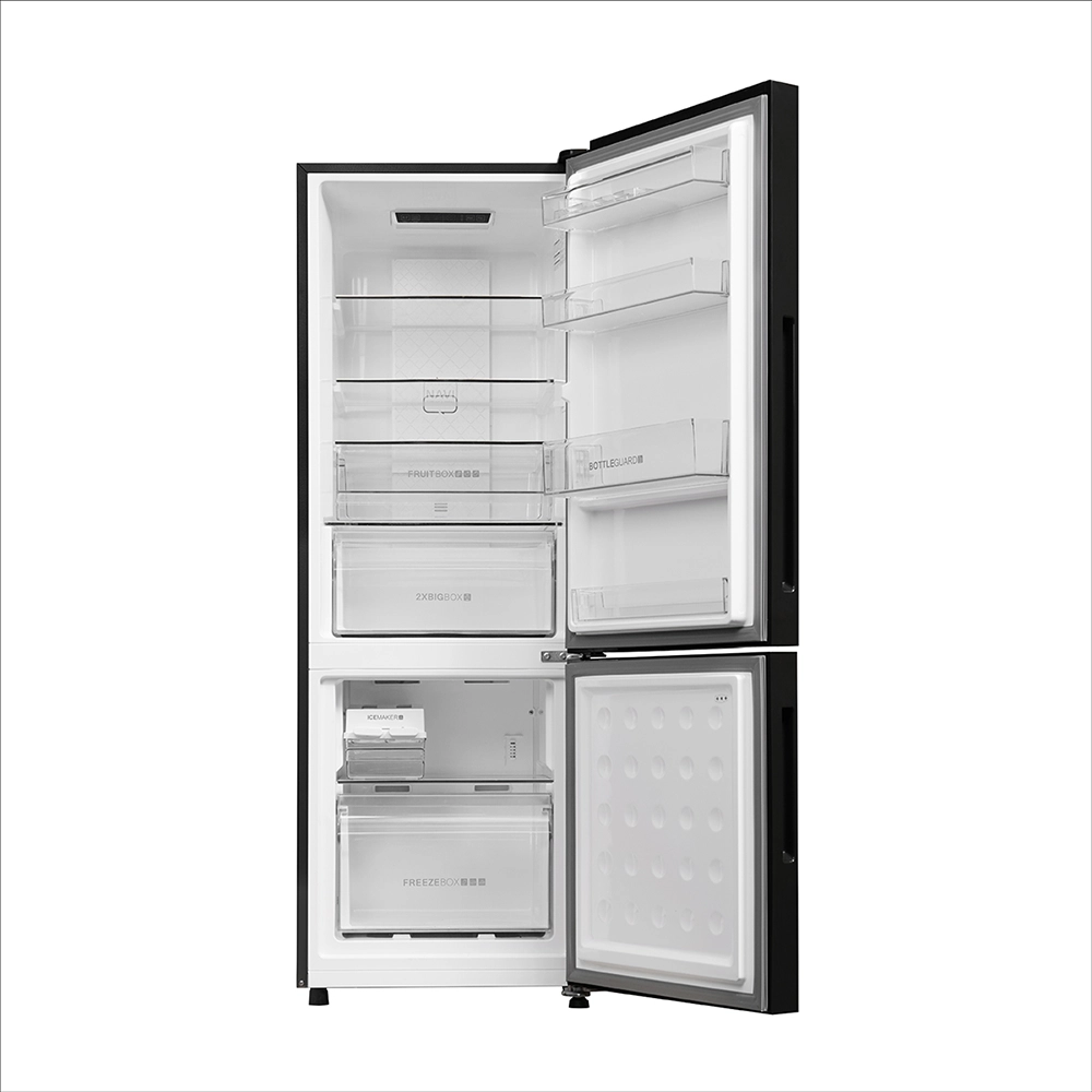 Haier 265L  2 Star  Black Glass Bottom Mount Refrigerator